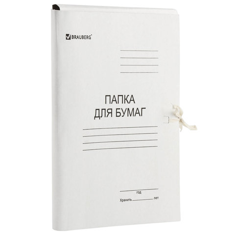Папка для бумаг мелованная с завязками картонная, 'BRAUBERG', 440г;м2, до 200л, 110925