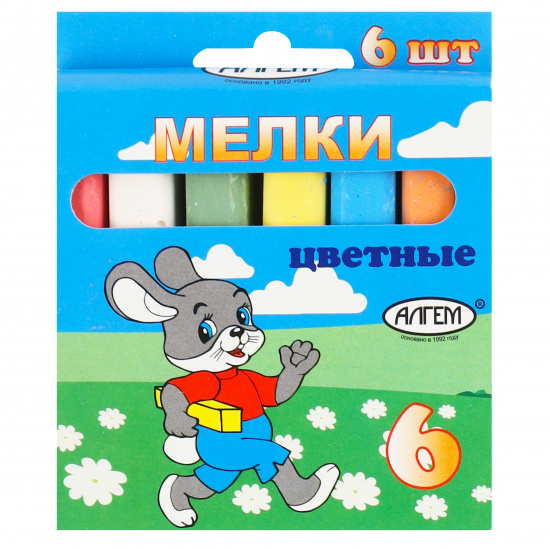 Мел для асфальта цветной, Алгем, (6 шт;уп), 108181