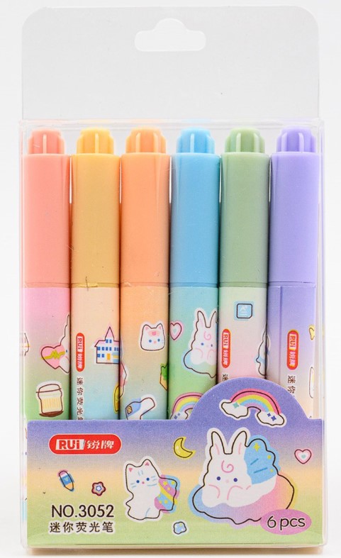 Текстовыделитель CUTE, (6 шт;уп), мини, 3052