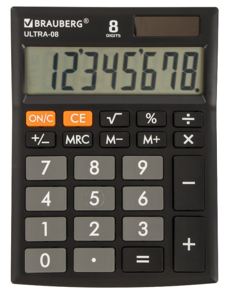 Калькулятор настольный BRAUBERG ULTRA-08-ВK (154x115 мм), 8 разрядов, ЧЕРНЫЙ, 250507